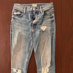 High waisted rider skimp - bloom and doom wash mother denim